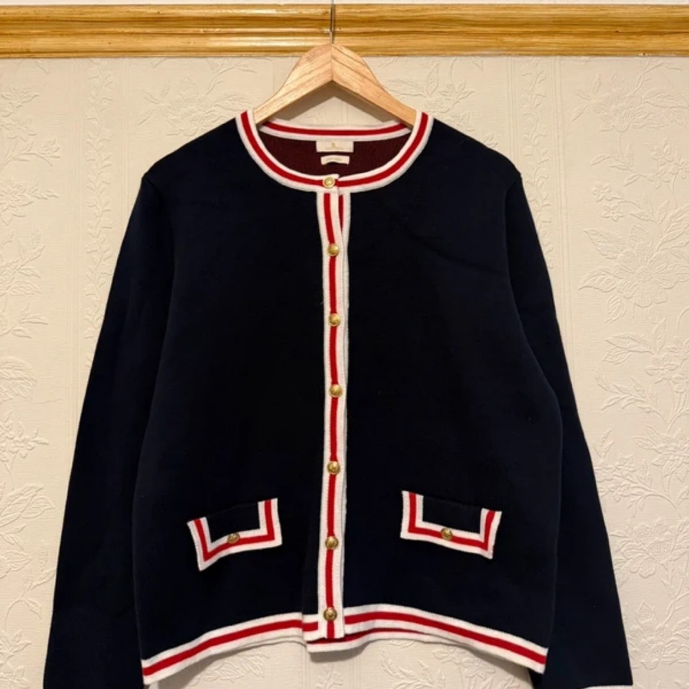 Munro Black Sweater with Red and White Accents